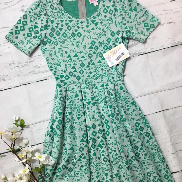LuLaRoe Dresses & Skirts - LuLaRoe Amelia Dress Woven Jacquard Botanical Mountain Geometric Print  XXS NWT